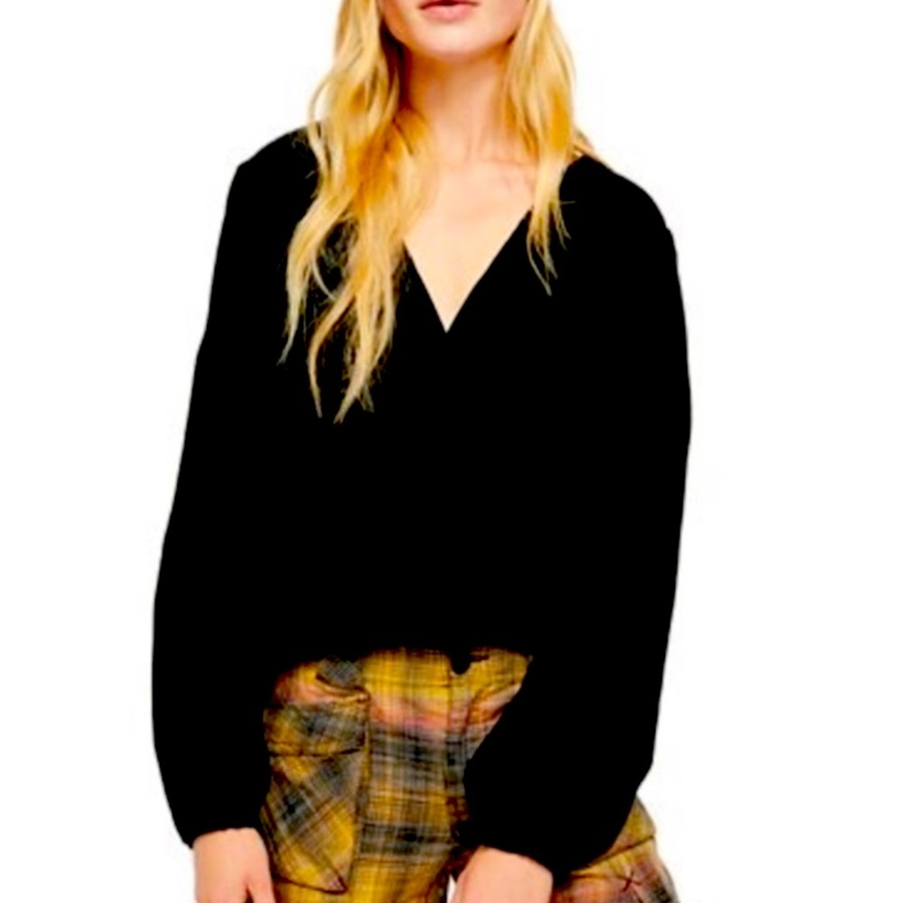 Faux wrap long sleeve Free People gauze top.